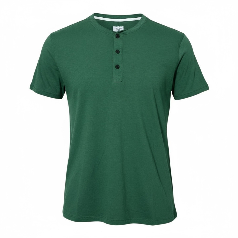 💚‎ Rag & Bone Men’s Short Sleeve Henley XS (Fits S) 🔘 Forest Green Luxe Basics